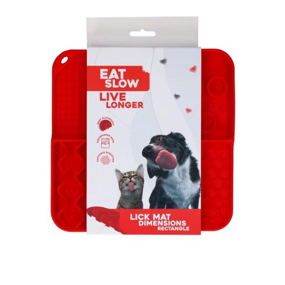 EAT SLOW LIVE LONGER Lick Mat Piros